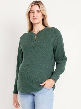 Old Navy Green Waffle Henley Sweater